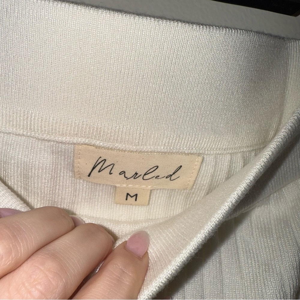 Marled | Classic Cream Pleated Sweater Material Pencil Skirt - Picture 4 of 6